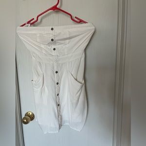 White linen strapless dress!